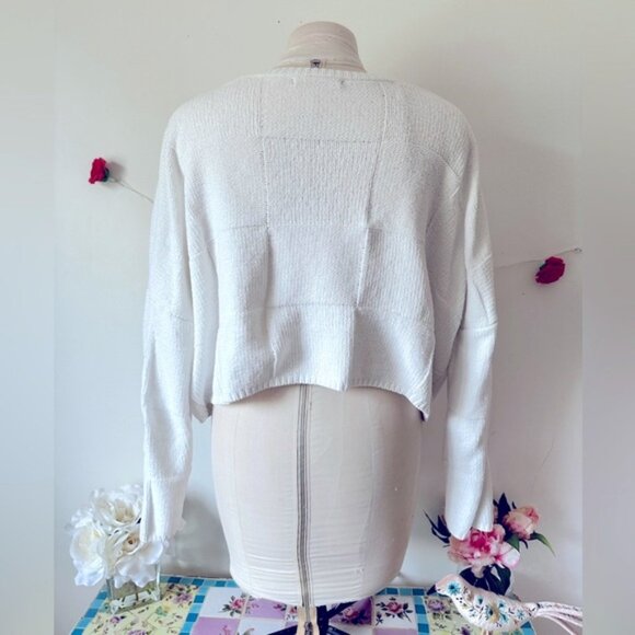moon  madison White Crew Neck Sweater with Patchwork Detailing L - Picture 3 of 6